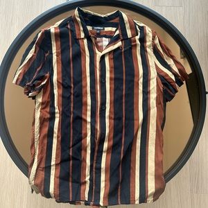 Express Striped Short-Sleeve Button Up